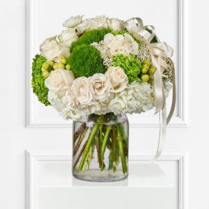White and Green Splendor: Elegant Hydrangea & Berry Bouquet