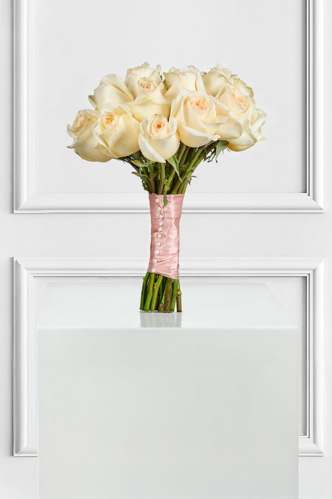Elegant White Rose Bridal Bouquet - Image 3