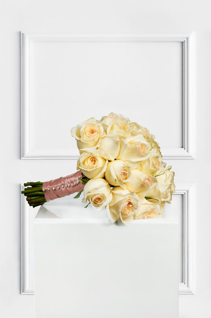 Elegant White Rose Bridal Bouquet