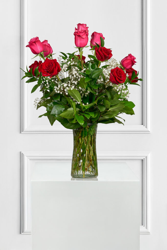 Mixed Dozen Red and Pink Roses